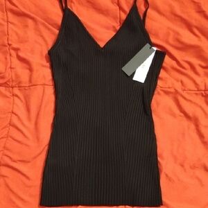Black Ribbed Sleeveless Top